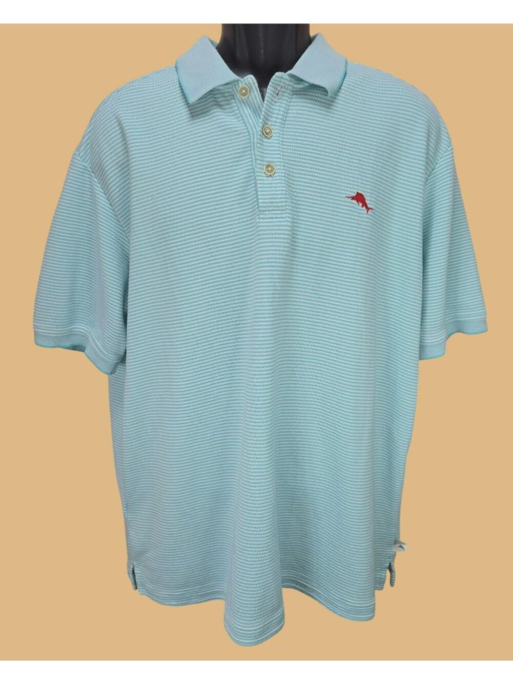 Tommy Bahama Mens  Polo XL Blue Striped Supima Cotton Blend